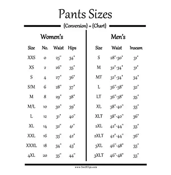 Men's Jeans Size vs. Women's Jeans Size chart, mens jeans vs womens jeans