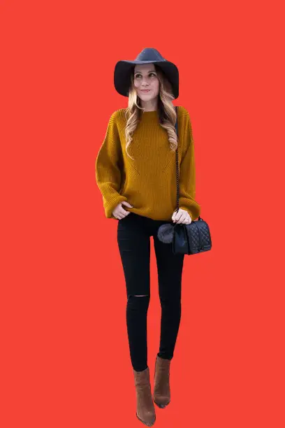 Black Pants With Mustard Sweater