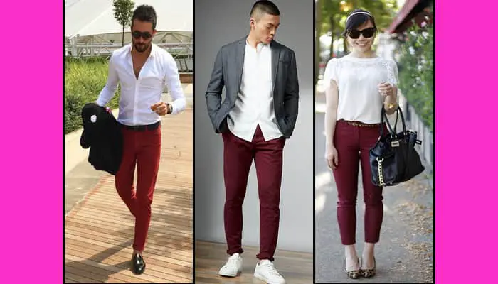 Maroon Pants With White Color