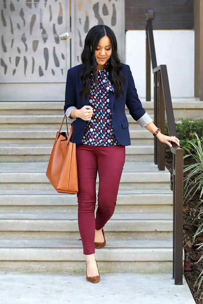 Jaela's Beautiful Way: Mix Patterns & Burgundy | Burgundy pants outfit,  Fashionable work outfit, Slacks for women
