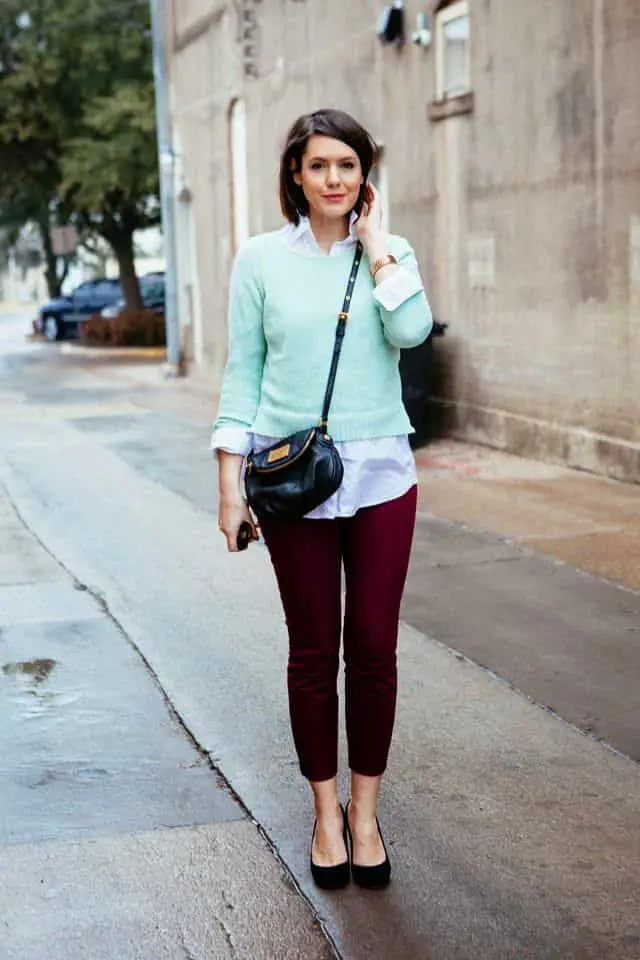 Maroon Pants With Green Color