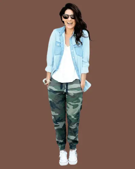 Light Blue Denim Shirt With Camouflage Jeans
