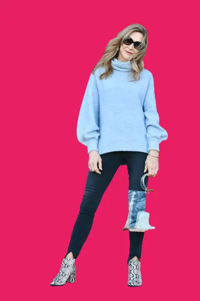 Light Blue Sweater With Dark Blue Jeans