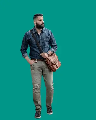 Navy Denim Shirt With Olive Jeans, how to wear a denim shirt with jeans for men,