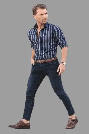 Stripe Shirt With Dark Blue Jeans