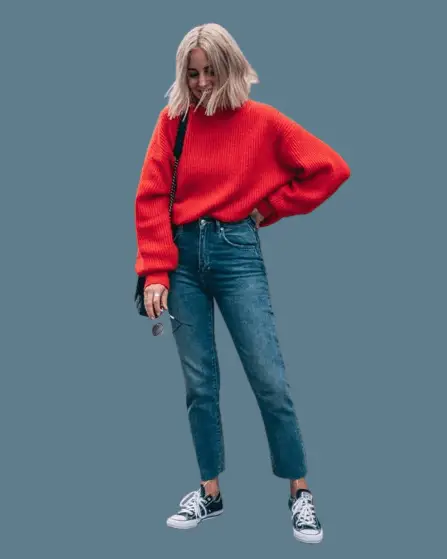 Oversized Sweater With Straight-Leg Jeans
