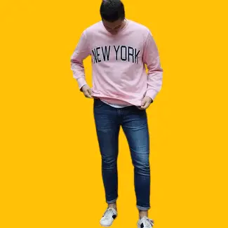 Pink Print Sweatshirt With Skinny Jeans And Sneakers