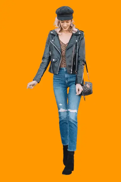 Leather Jacket With Straight-leg Jeans