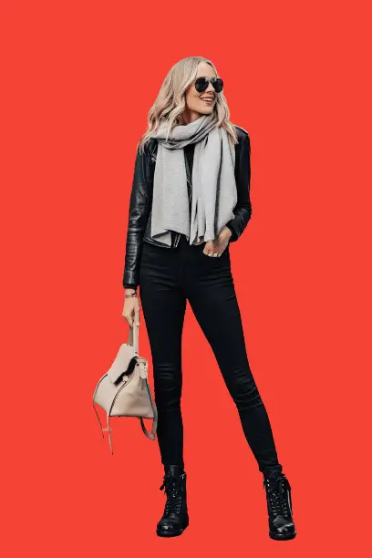 Black Leather Jacket With Skinny Jeans And Combat Boots, How To Wear Combat Boots With Skinny Jeans