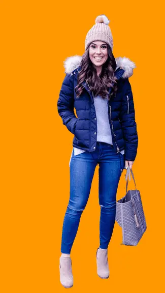 Navy Puffer Jacket With Skinny Jeans