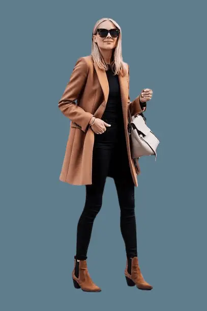 Long Coat With Ankle Boots And Skinny Jeans