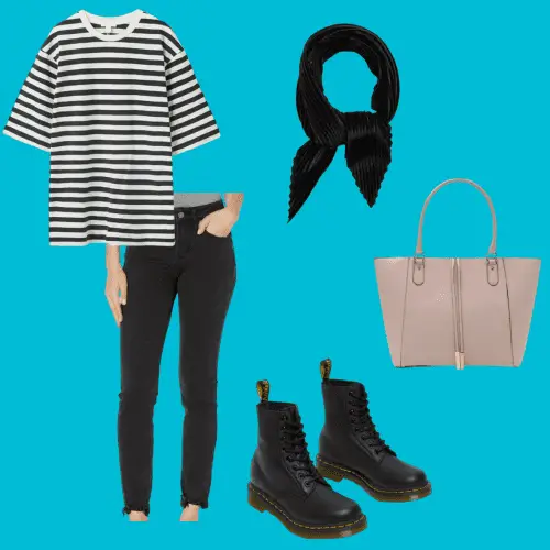 Striped T-Shirt With Skinny Jeans And Combat Boots