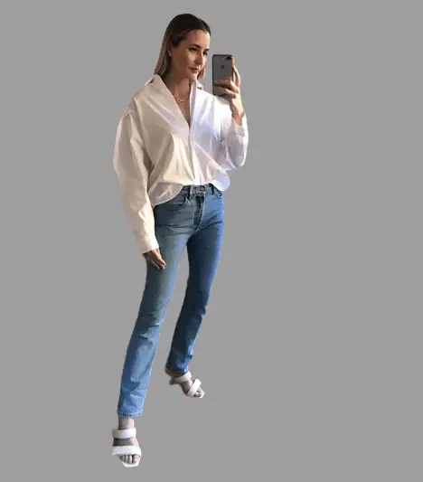 A Button-down Shirt With Straight-fit Jeans