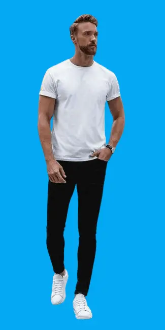 Skinny Jeans And Sneakers With White Crew-neck T-shirt