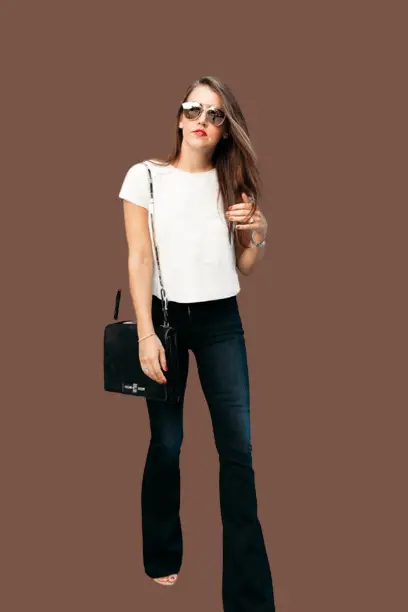 White T-Shirt With Trouser-fit Jeans