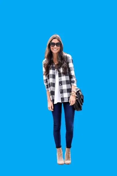 Plaid Shirt With Slim Fit Jeans