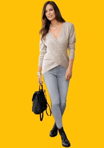 Avoid Wearing Standard V-Neck Sweaters With Skinny Jeans