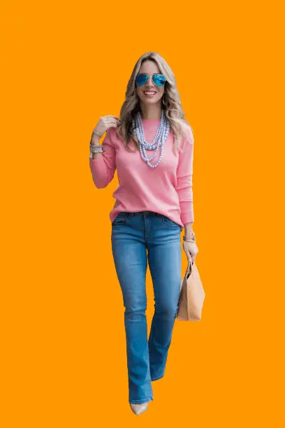 Pink Full Sleeve T-Shirt And Bootcut Jeans With Ankle Boots