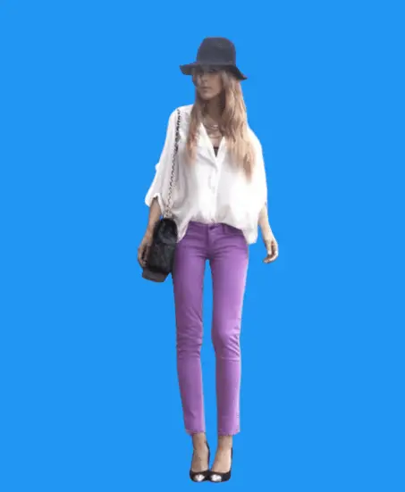White Blouse With Purple Skinny Jeans