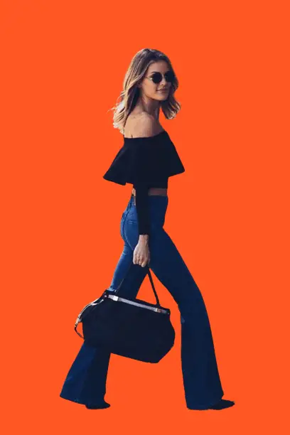 Black Off Shoulder Top With Bootcut Jeans, How To Wear Bootcut Jeans