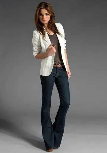 Long Blazer And Bootcut Jeans With Boots