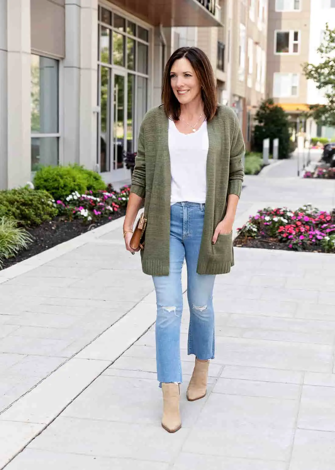 Open Cardigan And Bootcut Jeans With Boots