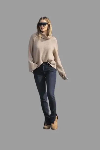 Cowl Neck Sweater With Black Bootcut jeans 