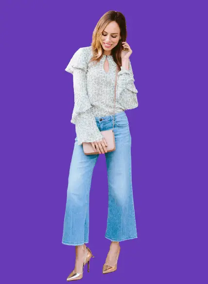 Ruffled Top And Flared Jeans