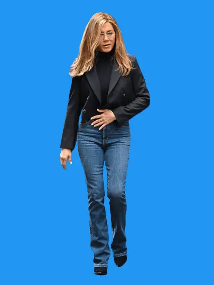 Jennifer Aniston Wear Bootcut Jeans With Black Blazer
