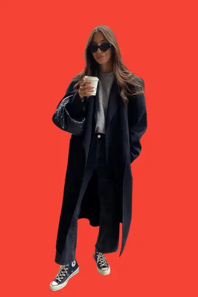Trench Coat With Black Baggy Jeans