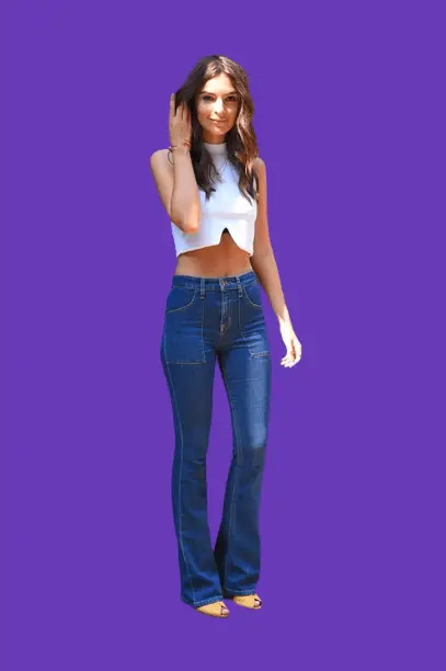 Cropped Top And High-waisted Flared Jeans