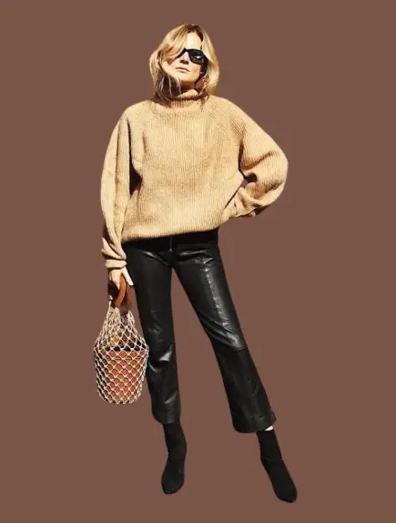 Turtleneck Sweater With Cropped Bootcut Jeans