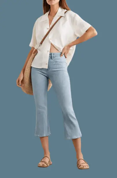White Shirt With Cropped Bootcut Jeans