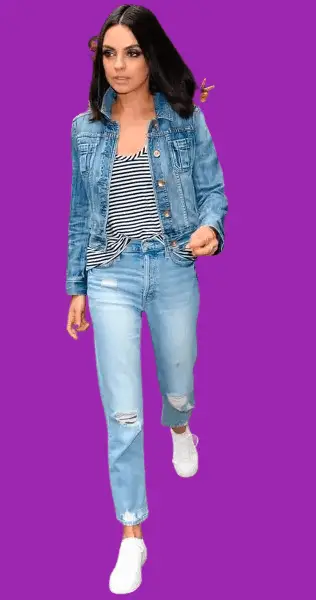 Denim Jacket With Ripped Mom Jeans