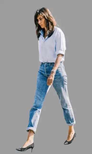 Cuffed Mom Jeans and Black Heels