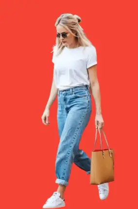 Basic White Tee With Mom Jeans