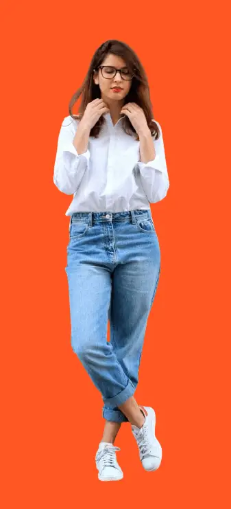 Button-down Shirt With High-Waisted Mom Jeans