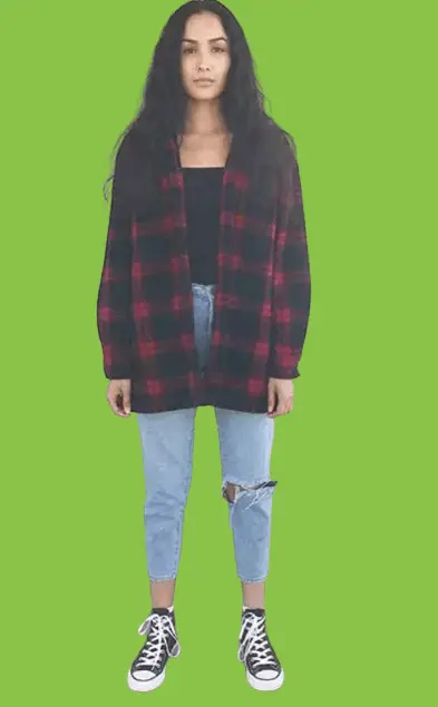 Mom Jeans Meet Plaid Shirt and Sneakers