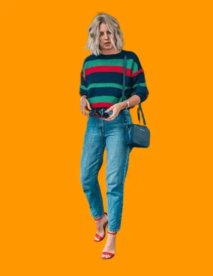 Mom Jeans and Red Heeled Sandals