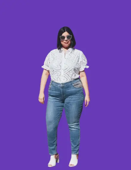 Oversized Button-down with Mom Jeans For Plus Size Women