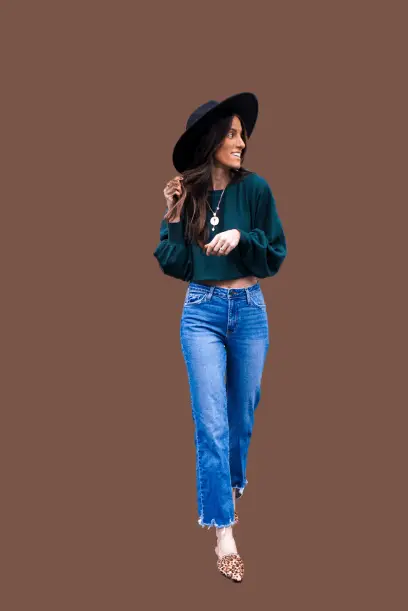 Cropped Cardigan With Mom Jeans In Winter