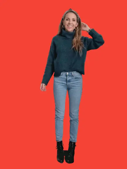 Knit Sweater With Combat Boots And Mom Jeans