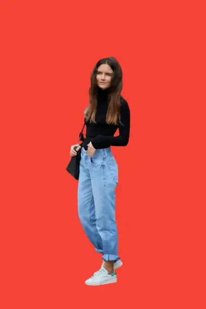 Turtleneck Top With Mom Jeans In Winter
