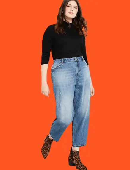 Turtleneck with Mom Jeans For Plus Size Women