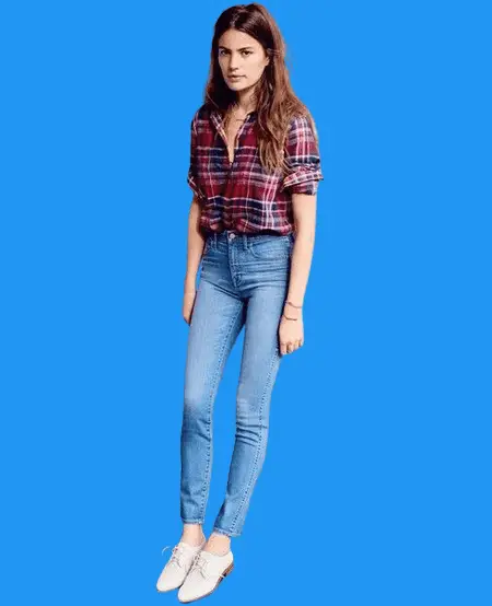 Plaid Shirt With High Rise Jeans, high waisted jeans outfit ideas