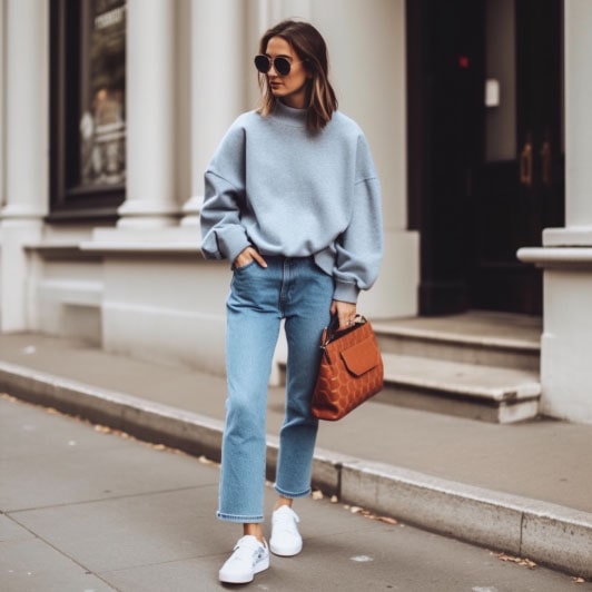 Sweatshirt With Dad Jeans for women