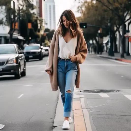 Cardigan With Girlfriend Jeans