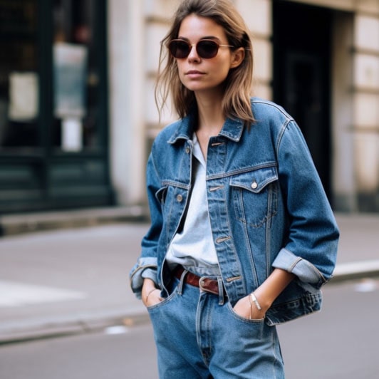 Denim Jacket With Dad Jeans for women