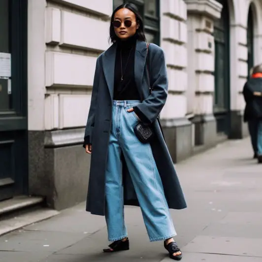 Tailored Coat With Dad Jeans for women