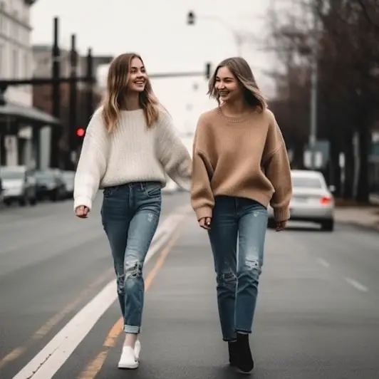 Cardigan With Girlfriend Jeans